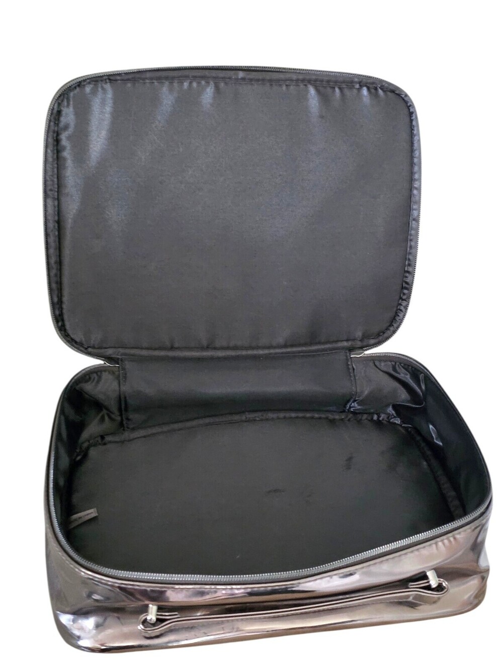 Lancôme Metallic Pewter Train Case Makeup Cosmetic Travel Organizer Vanity Case - Picture 8 of 10